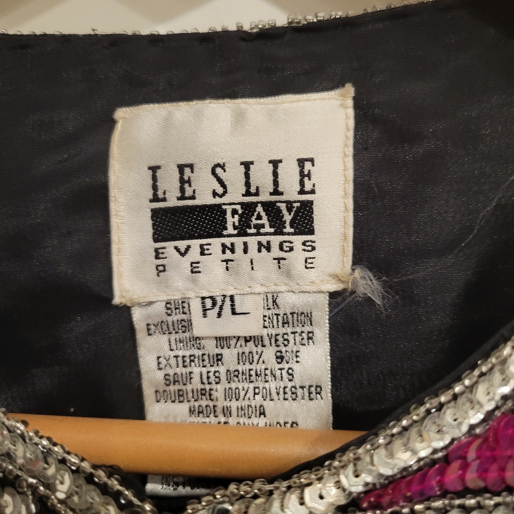VINTAGE 80'S LESLIE FAY RAINBOW SEQUIN EVENING JACKET SIZE LARGE PETITE - Picture 15 of 16